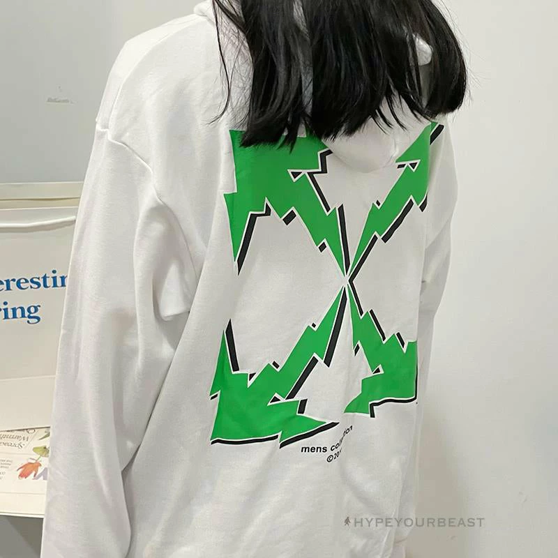 HypeYourBeast Off-White Green Hoodie – White Hoodies & Jackets