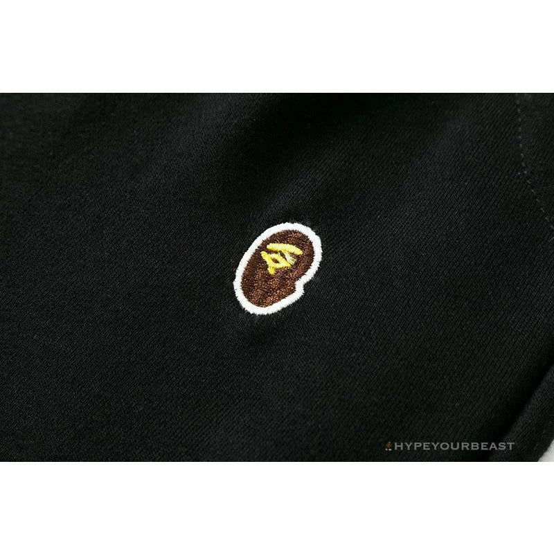 BAPE Classic Ape Head Embroidered Standard Cotton Terry Pants ‘BLACK’ Clothes