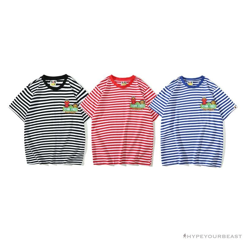 Clothes BAPE Baby Milo Sesame Street Striped Tee Shirt ‘BLACK’