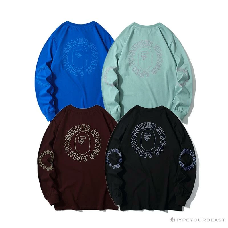 BAPE APES TOGETHER English Alphabet Ape Head Long Sleeve Shirt ‘WINE RED’ Clothes