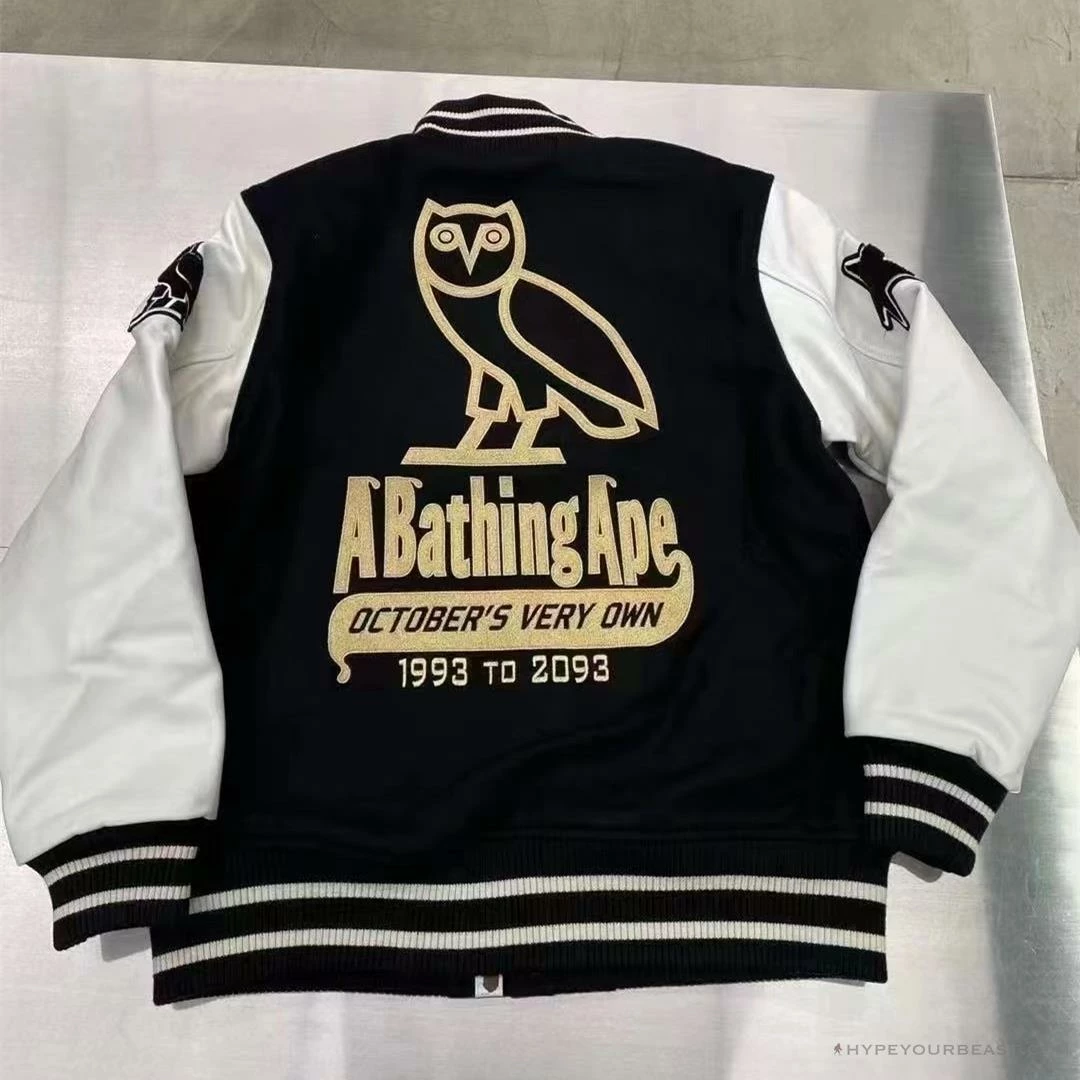 BAPE OVO Patchwork Baseball Owl Jacket Clothes