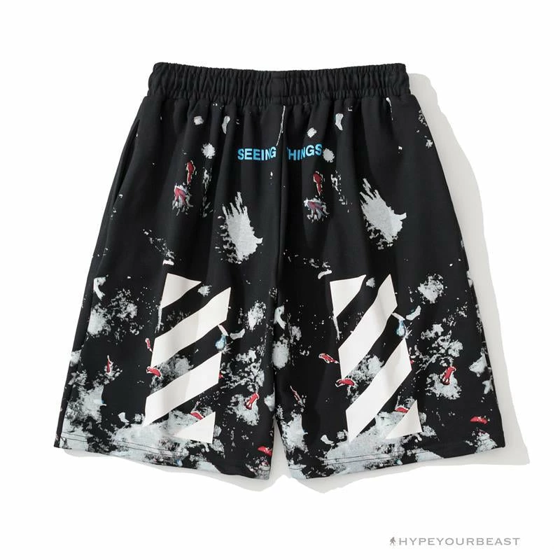 Pants OFF-WHITE Hot Starry Sky Fireworks Shorts ‘BLACK’