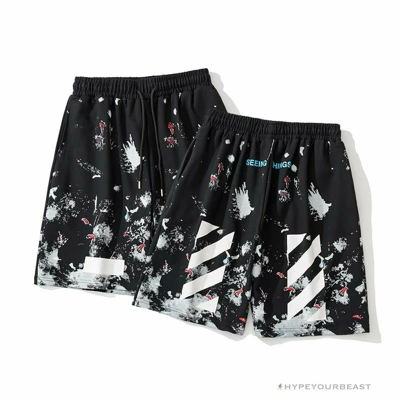 Pants OFF-WHITE Hot Starry Sky Fireworks Shorts ‘BLACK’