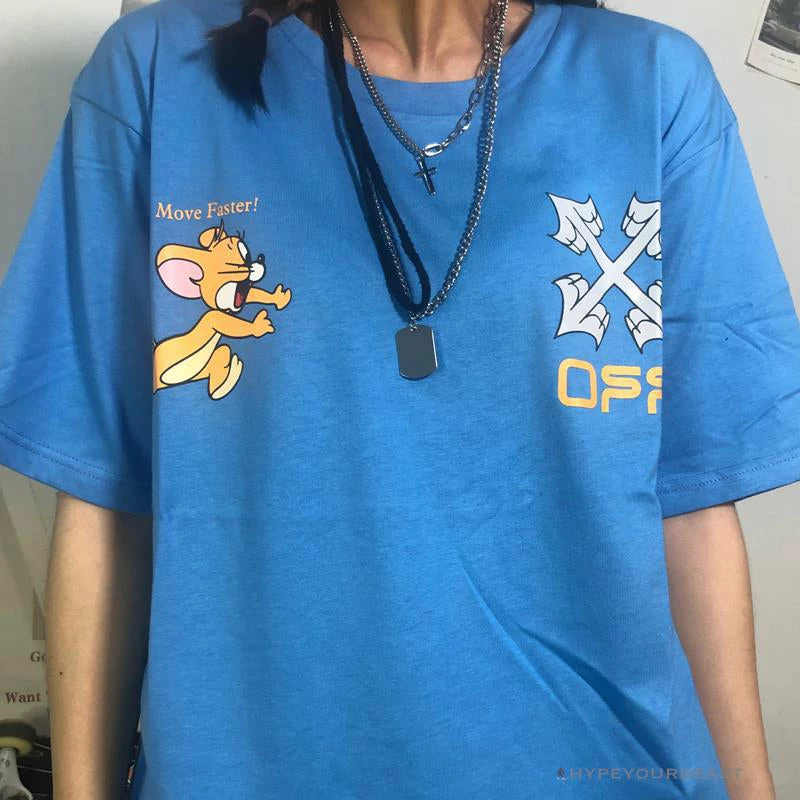 OFF-WHITE Jerry Move Faster Tee Shirt ‘BLUE’
