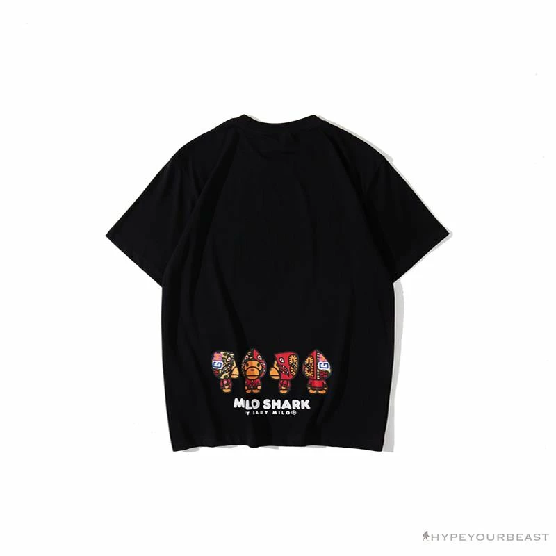 BAPE Baby Milo Red Shark Hat Little Monkey Tee Shirt ‘BLACK’