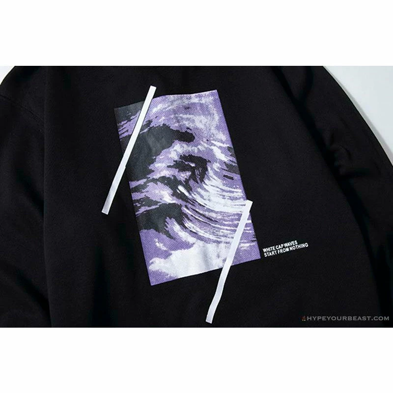 OFF-WHITE Classic Wave Oil Painting Cotton Terry Long Sleeve Shirt ‘BLACK’ Shirts