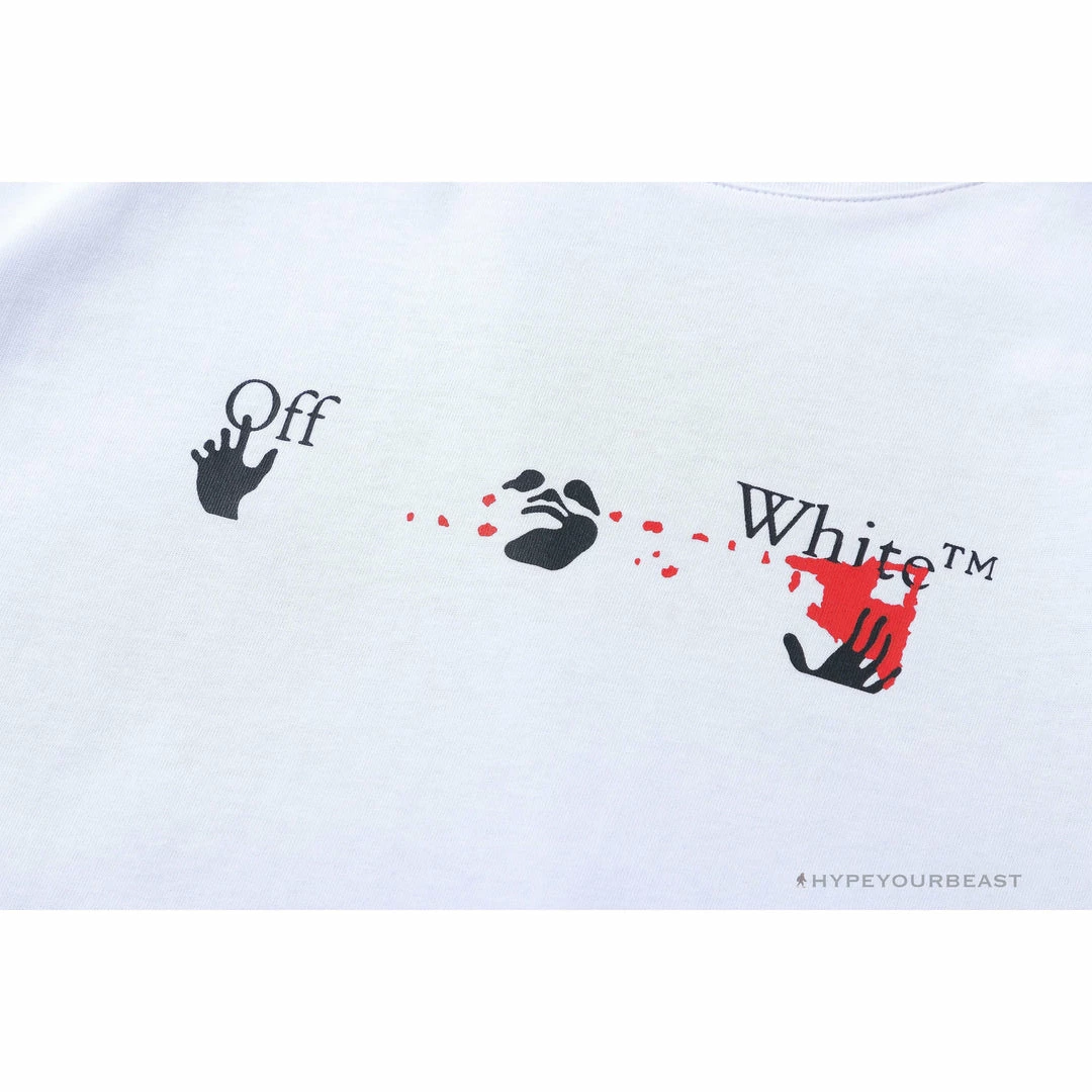OFF-WHITE Acrylic Hand-Painted Graffiti Pattern Tee Shirt ‘WHITE’