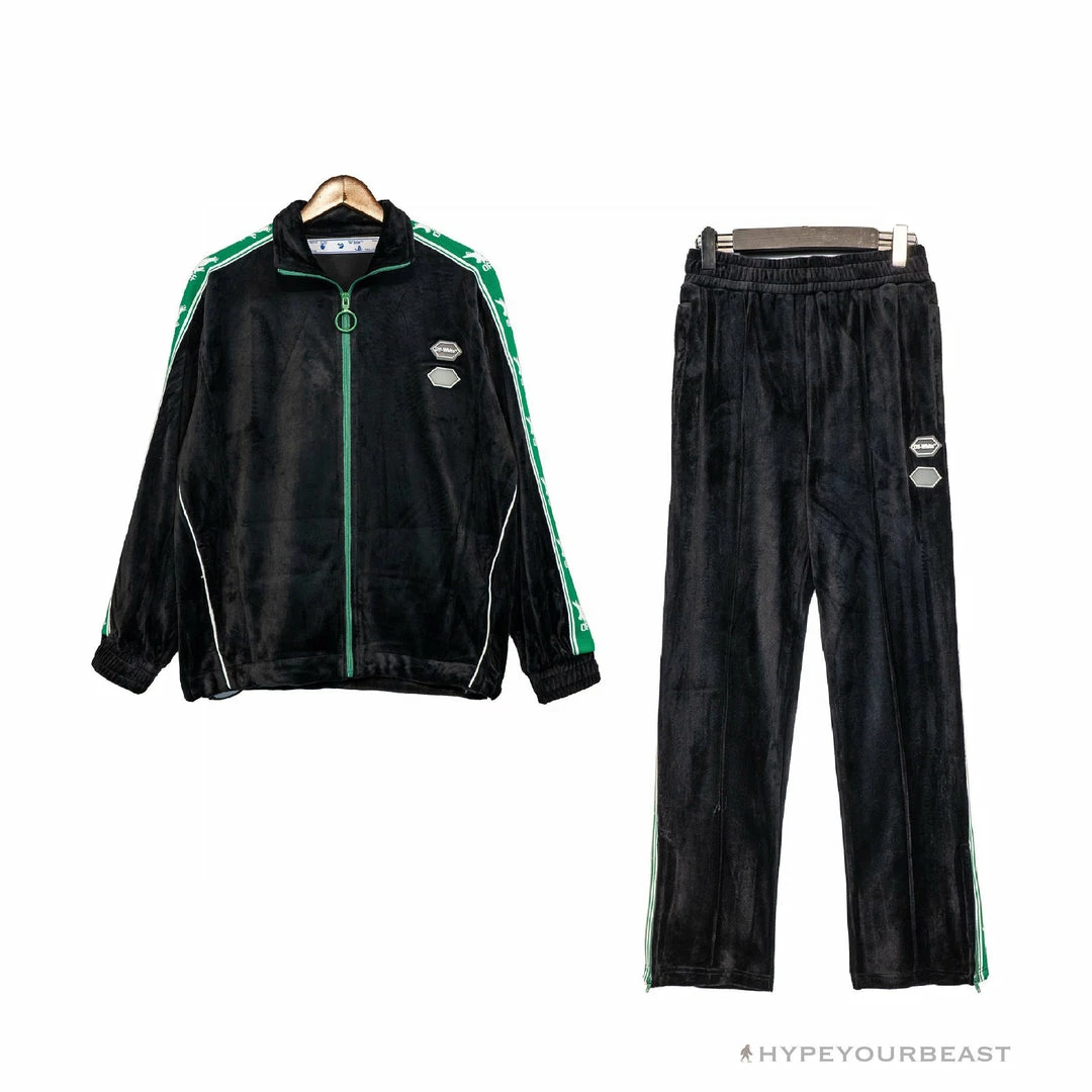 OFF-WHITE Side Webbing Casual Green Letter Pants