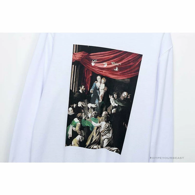 OFF-WHITE New Madonna Painting Cotton Terry Long Sleeve Shirt ‘WHITE’ Shirts