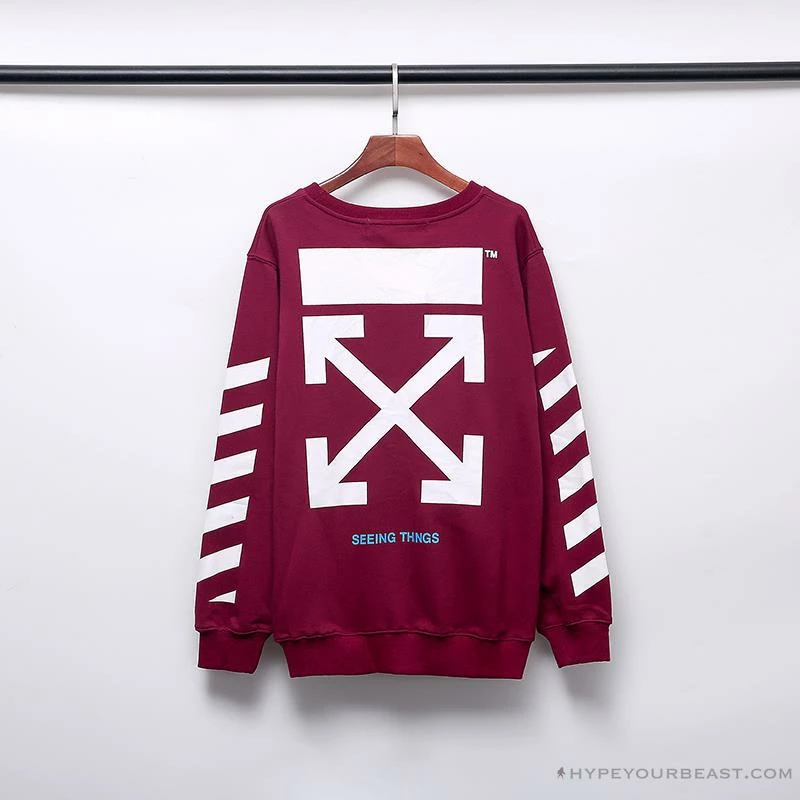 OFF-WHITE Classic Basic Cotton Terry Long Sleeve Shirt ‘WINE RED’ Shirts