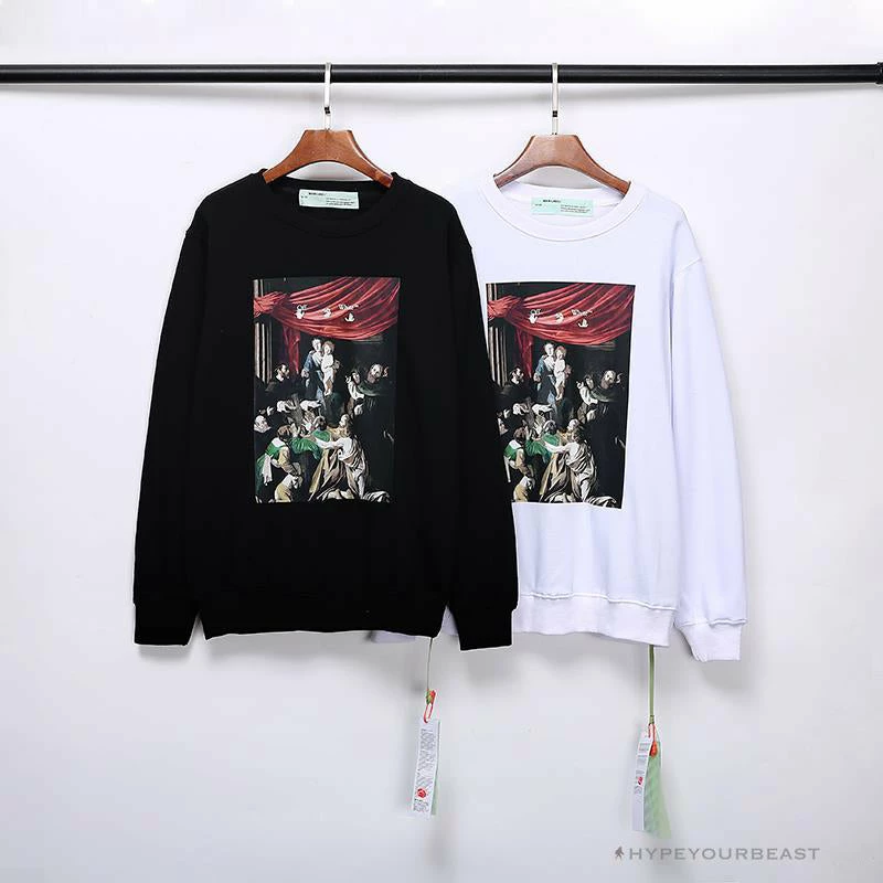 OFF-WHITE New Madonna Painting Cotton Terry Long Sleeve Shirt ‘BLACK’ Shirts