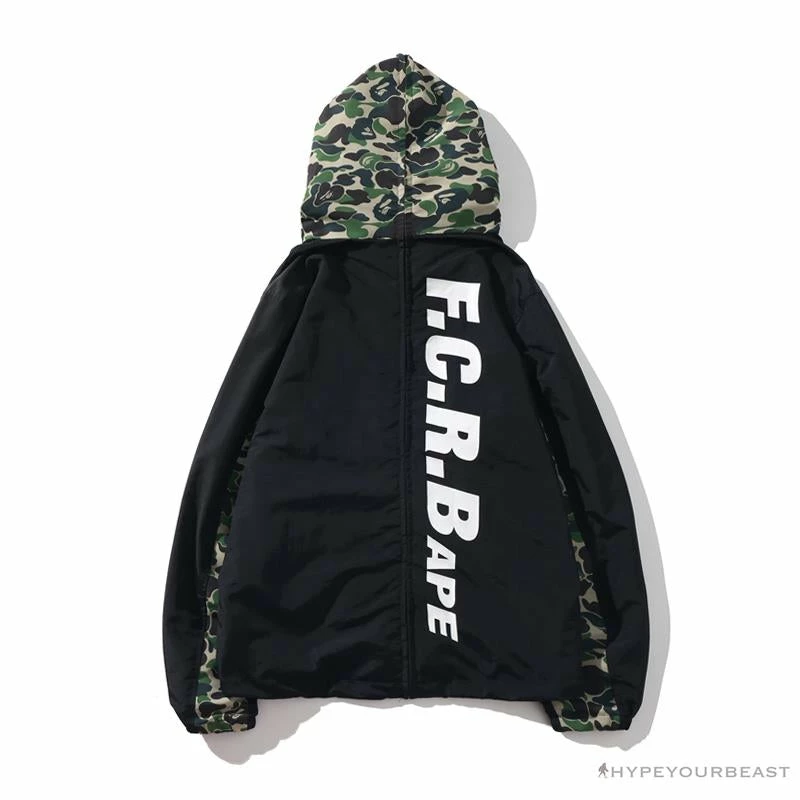 BAPE X FCRB Joint Double Zip Camouflage Hoodie ‘BLACK’ Clothes
