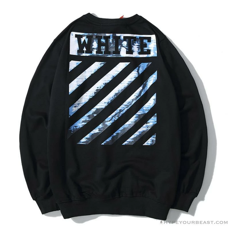 OFF-WHITE Classic Wave Oil Painting Cotton Terry Long Sleeve Shirt ‘BLACK’ Shirts