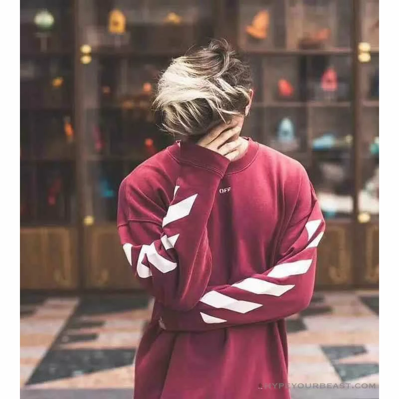 OFF-WHITE Classic Basic Cotton Terry Long Sleeve Shirt ‘WINE RED’ Shirts