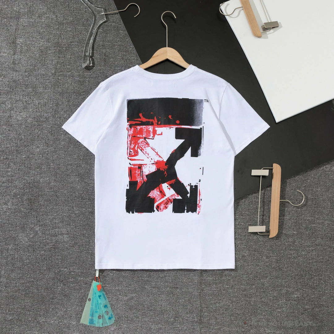 OFF-WHITE Acrylic Hand-Painted Graffiti Pattern Tee Shirt ‘WHITE’