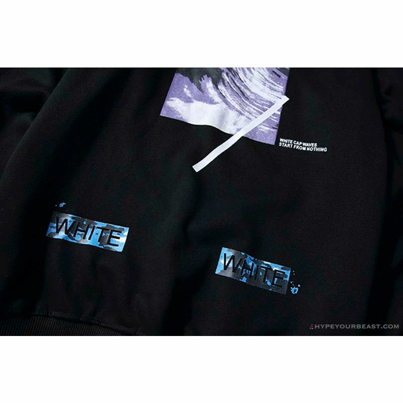 OFF-WHITE Classic Wave Oil Painting Cotton Terry Long Sleeve Shirt ‘BLACK’ Shirts