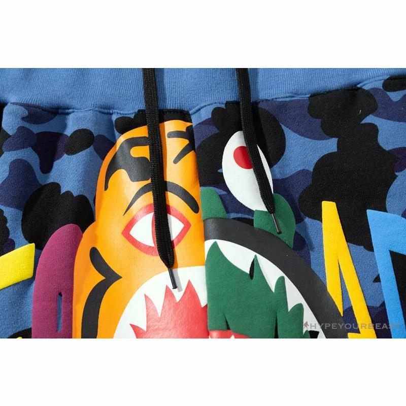 BAPE X READYMADE Tiger Head Foam Camouflage Shorts ‘BLUE’ Clothes