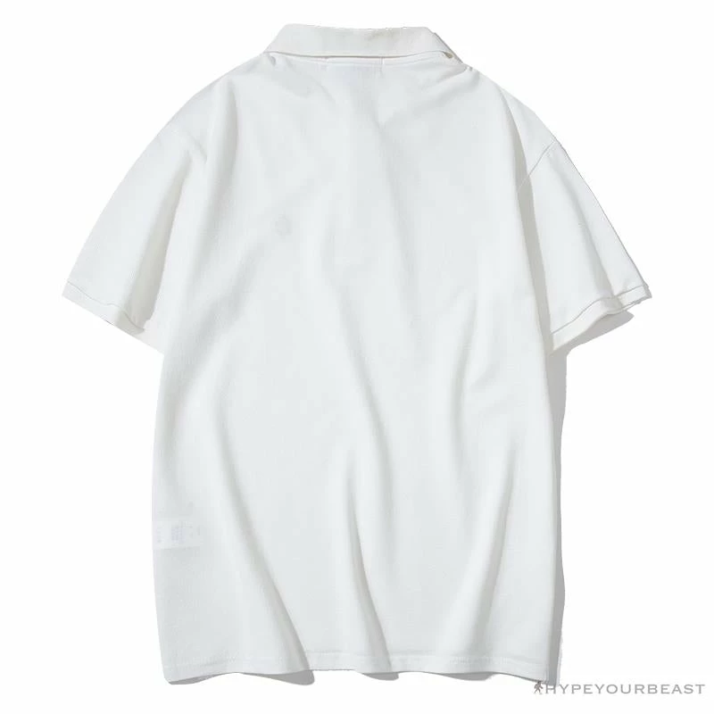 BAPE Solid Color Versatile Embroidered Ape Head Small Badge Polo Shirt ‘WHITE’