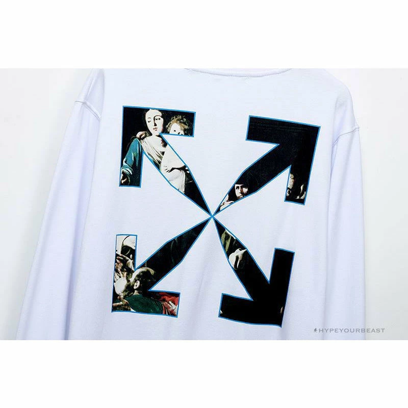 OFF-WHITE New Madonna Painting Cotton Terry Long Sleeve Shirt ‘WHITE’ Shirts