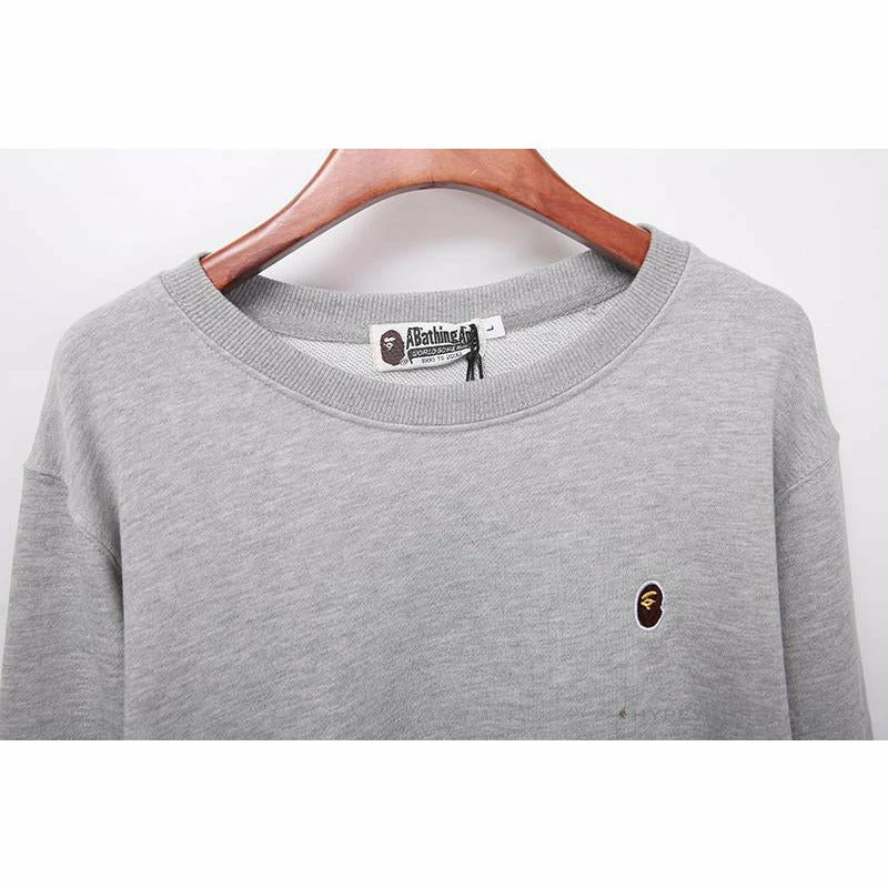 BAPE Classic Ape Head Embroidered Long Sleeve Shirt ‘GREY’