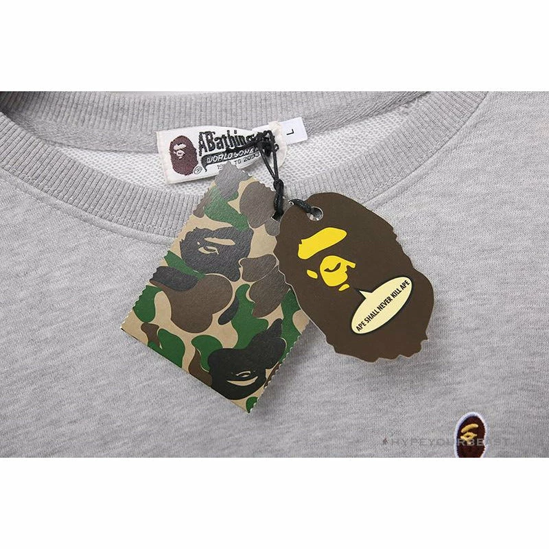 BAPE Classic Ape Head Embroidered Long Sleeve Shirt ‘GREY’