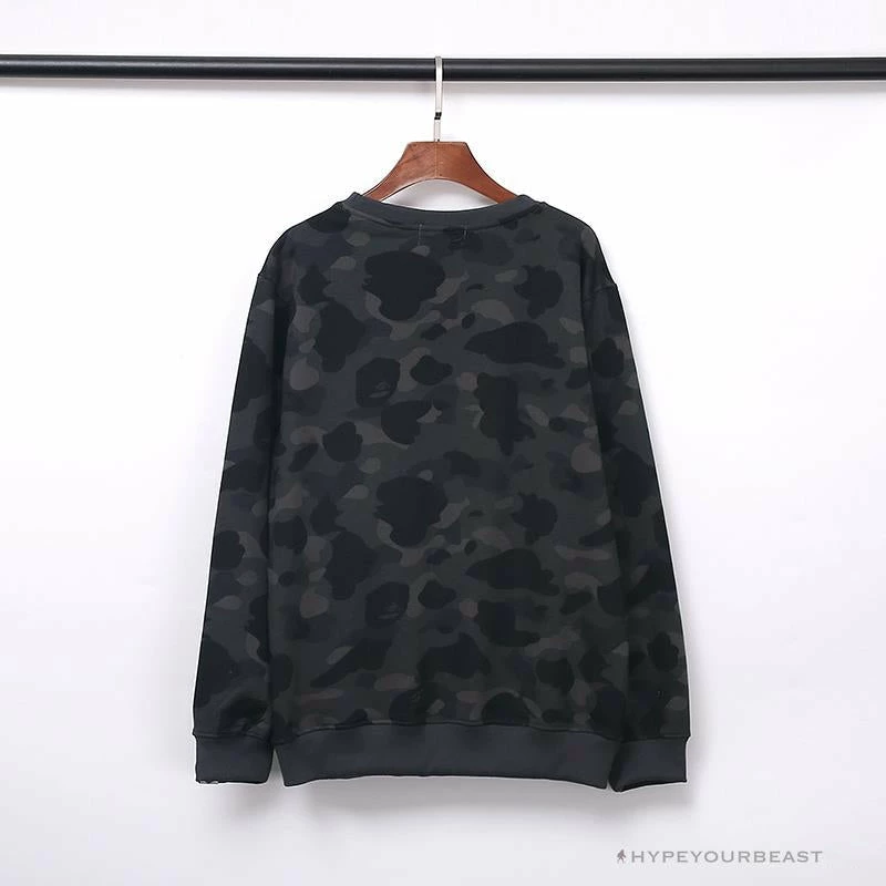 Clothes BAPE Classic Ape Head Embroidered Camouflage Long Sleeve Shirt ‘GREY’