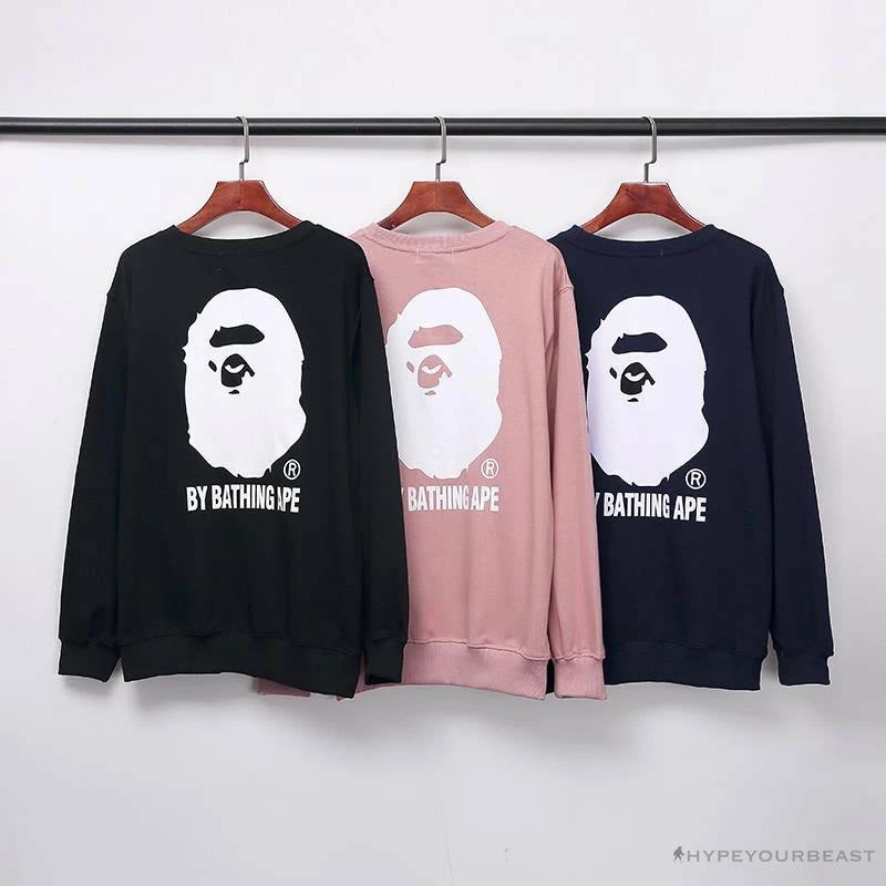 BAPE Behind The Great Ape-Man Head Long Sleeve Shirt ‘DARK BLUE’