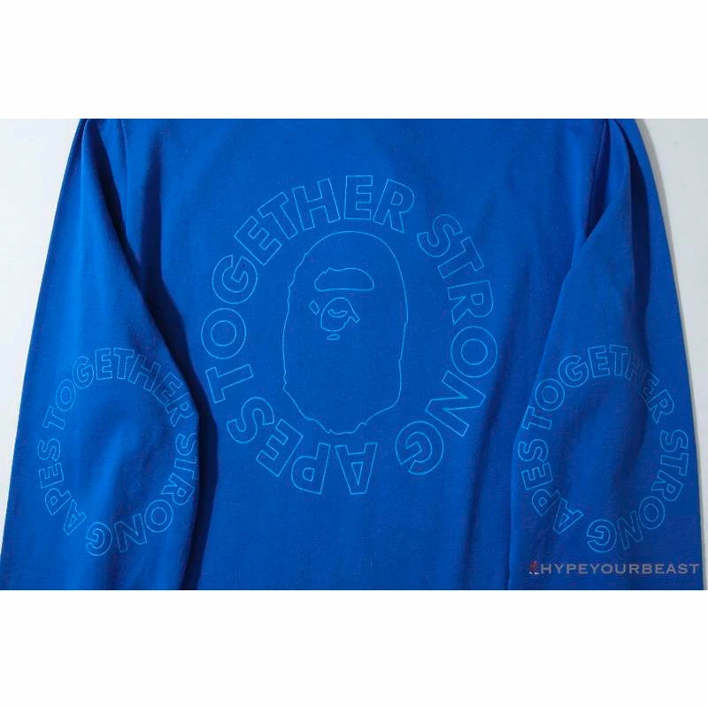 BAPE APES TOGETHER English Alphabet Ape Head Long Sleeve Shirt ‘BLUE’