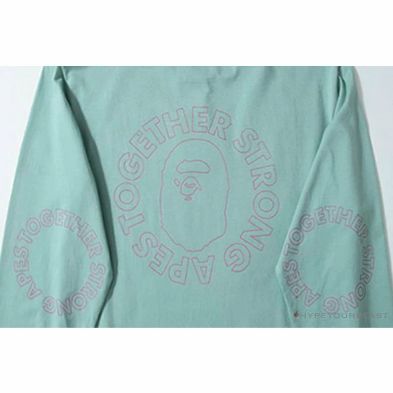 BAPE APES TOGETHER English Alphabet Ape Head Long Sleeve Shirt ‘MINT GREEN’ Clothes