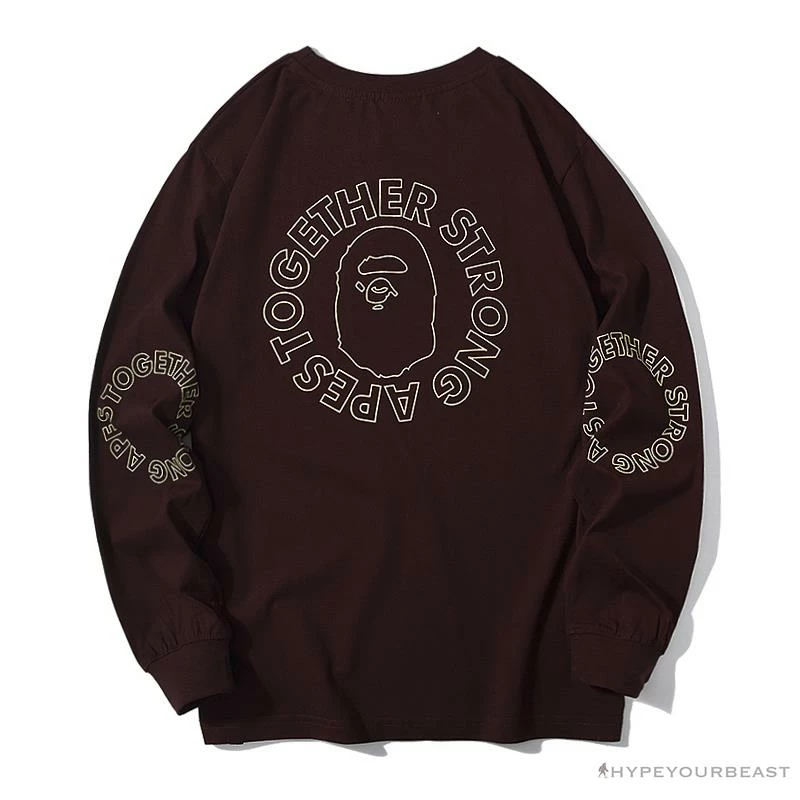 BAPE APES TOGETHER English Alphabet Ape Head Long Sleeve Shirt ‘WINE RED’ Clothes