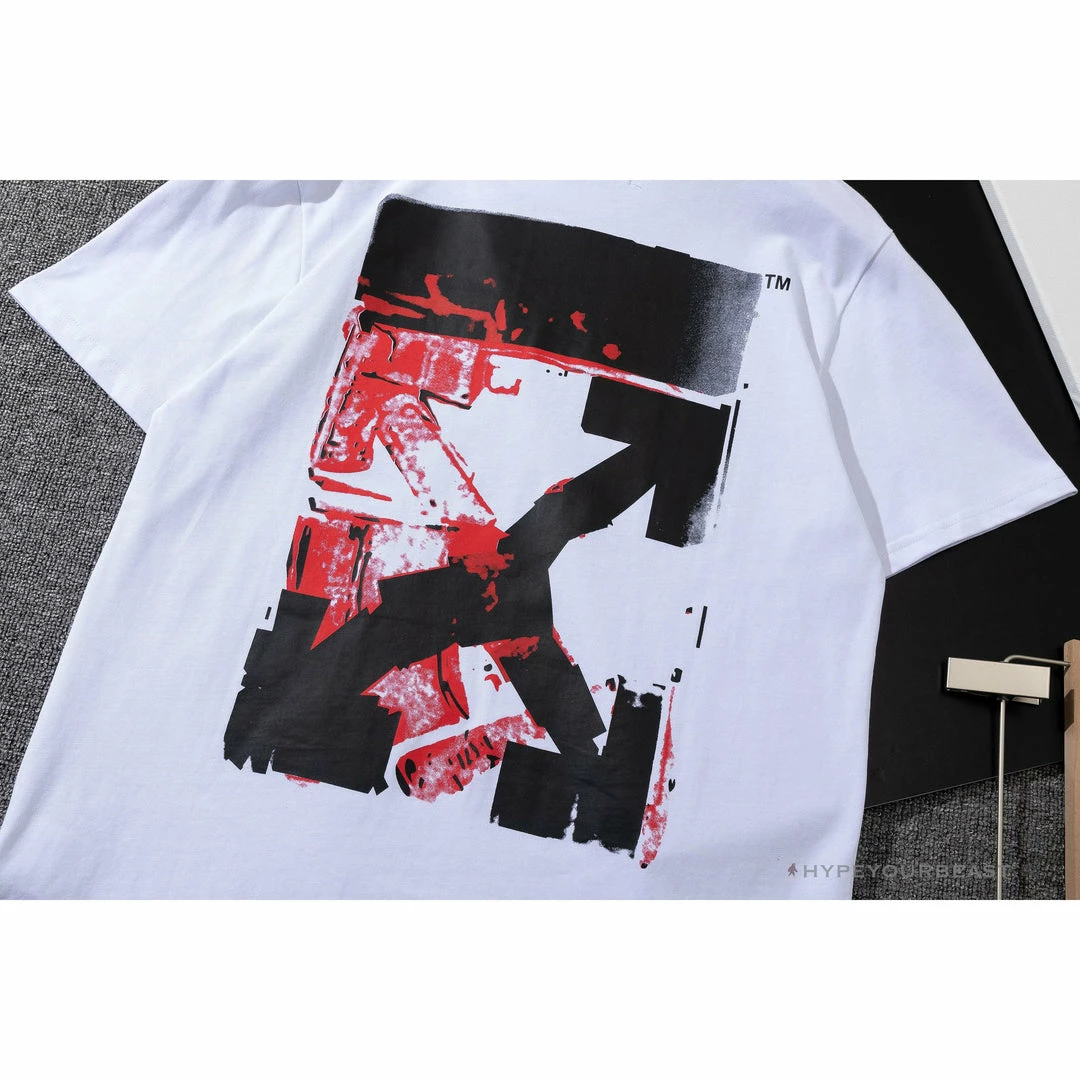 OFF-WHITE Acrylic Hand-Painted Graffiti Pattern Tee Shirt ‘WHITE’