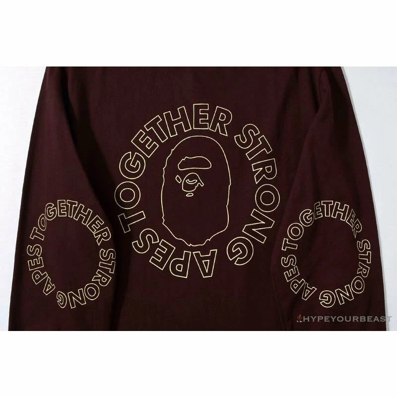 BAPE APES TOGETHER English Alphabet Ape Head Long Sleeve Shirt ‘WINE RED’ Clothes