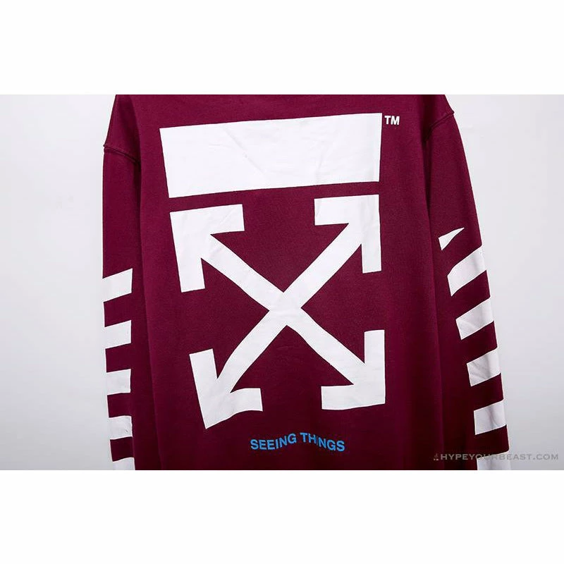 OFF-WHITE Classic Basic Cotton Terry Long Sleeve Shirt ‘WINE RED’ Shirts