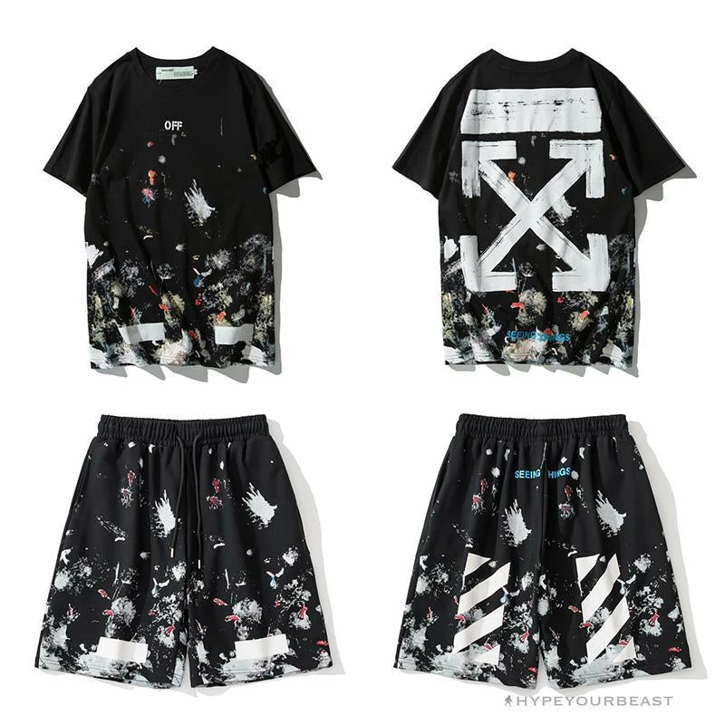 Pants OFF-WHITE Hot Starry Sky Fireworks Shorts ‘BLACK’