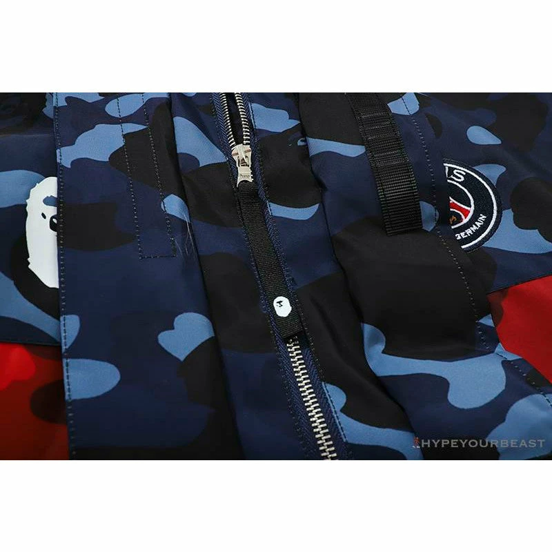 Clothes BAPE X PSG Paris Saint-Germain Camouflage Blue-Red Hoodie