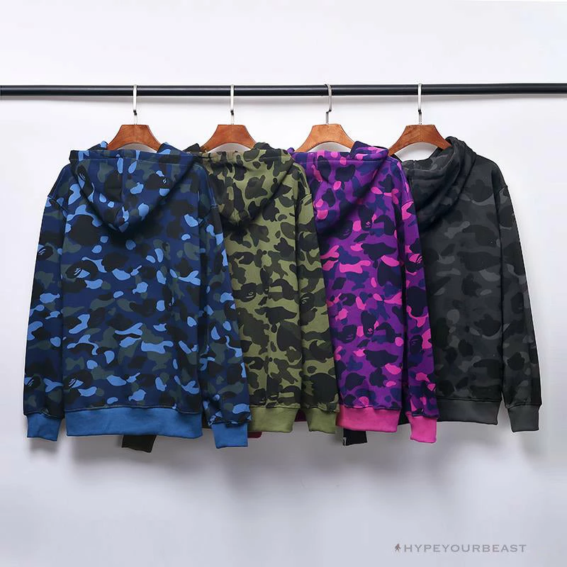 Clothes BAPE X Bathing Ape Head Camouflage Hoodie ‘GREEN’