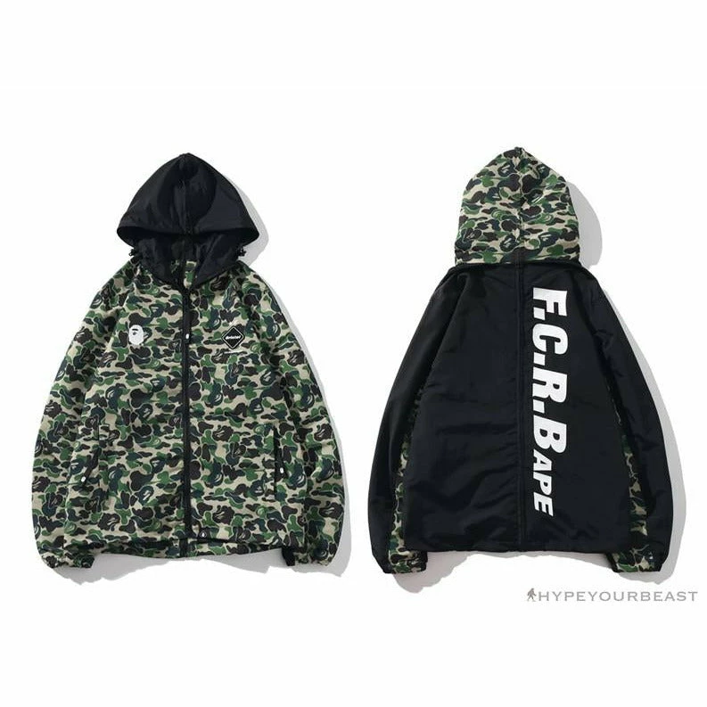 BAPE X FCRB Joint Double Zip Camouflage Hoodie ‘GREEN’