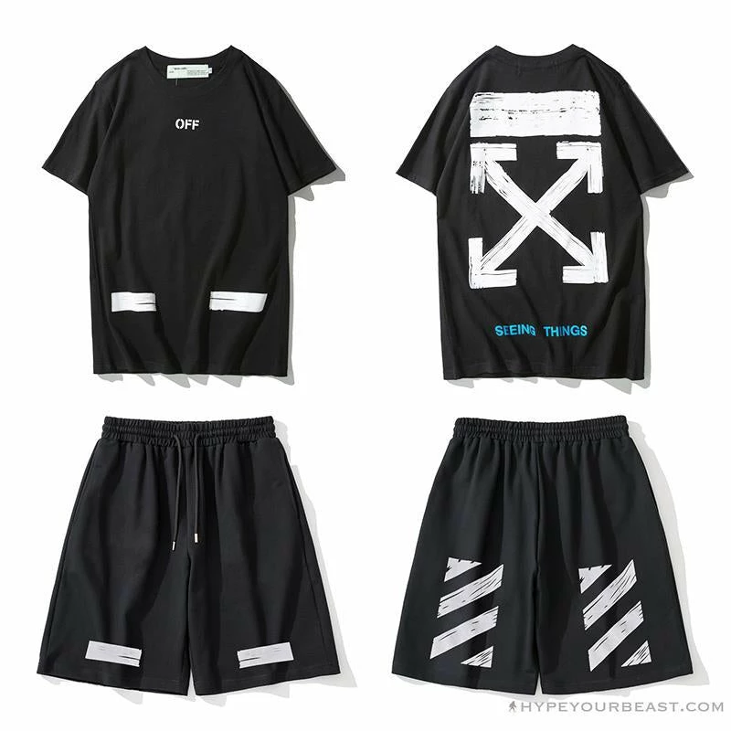 Pants OFF-WHITE Classic Seeing Things Shorts ‘BLACK’
