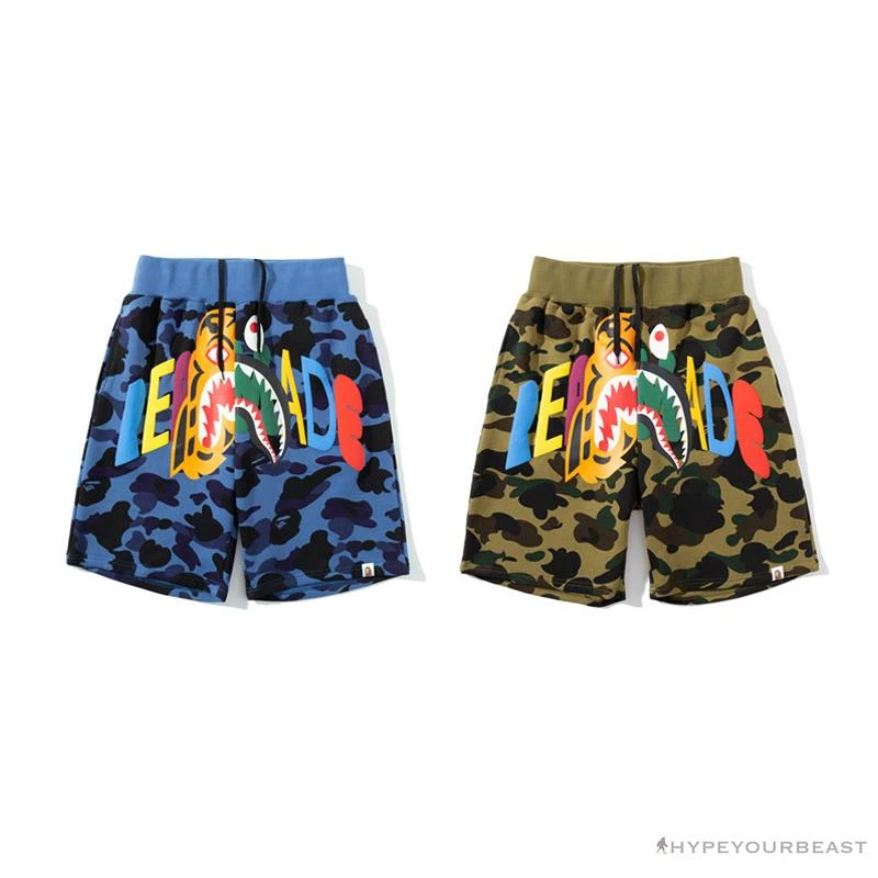 BAPE X READYMADE Tiger Head Foam Camouflage Shorts ‘BLUE’ Clothes