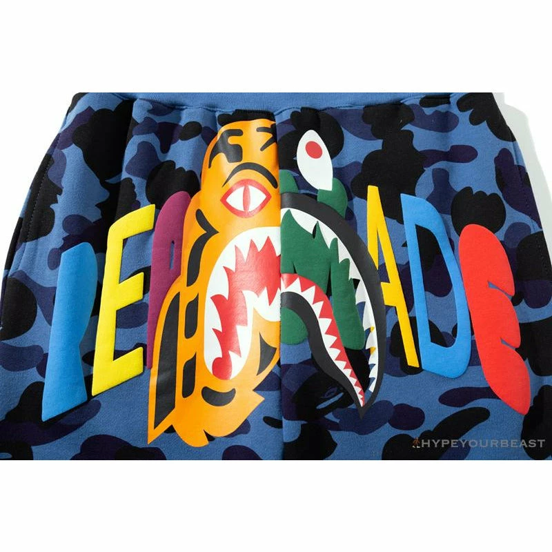 BAPE X READYMADE Tiger Head Foam Camouflage Shorts ‘BLUE’ Clothes