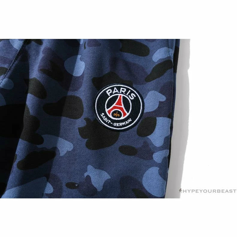 BAPE X PSG Paris Saint-Germain Camouflage Blue Pants Clothes