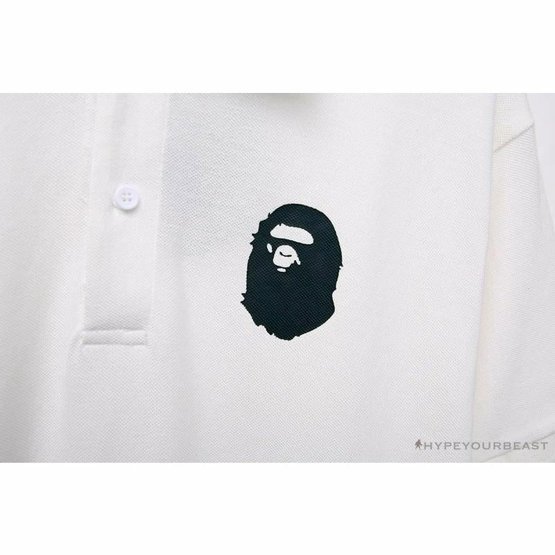 Clothes BAPE Classic Ape Head Print Versatile Polo Shirt ‘WHITE’