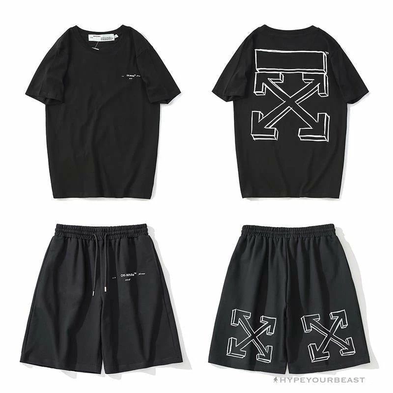 Pants OFF-WHITE Dimensional Sketch Shorts ‘BLACK’