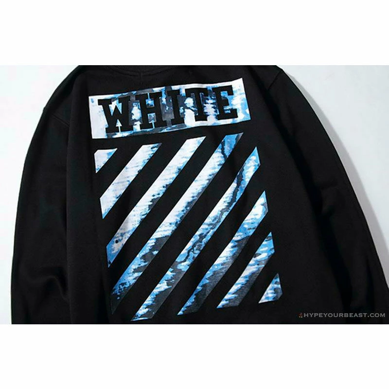 OFF-WHITE Classic Wave Oil Painting Cotton Terry Long Sleeve Shirt ‘BLACK’ Shirts
