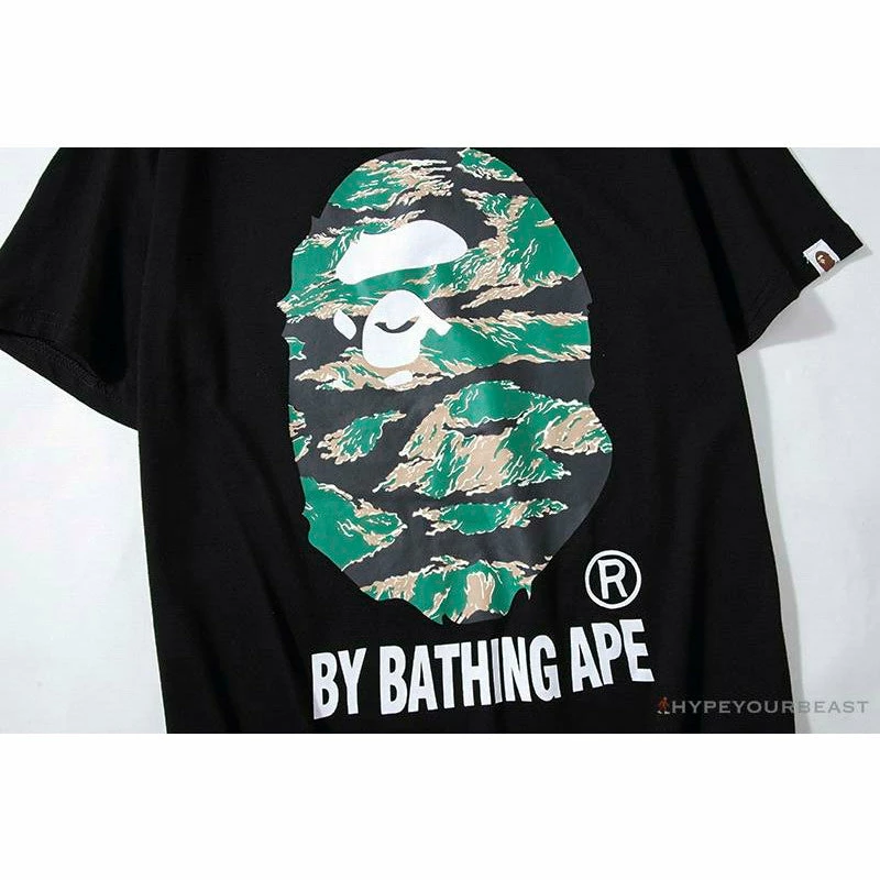 BAPE Tiger Pattern Camouflage Ape Initials Tee Shirt ‘BLACK’ Clothes