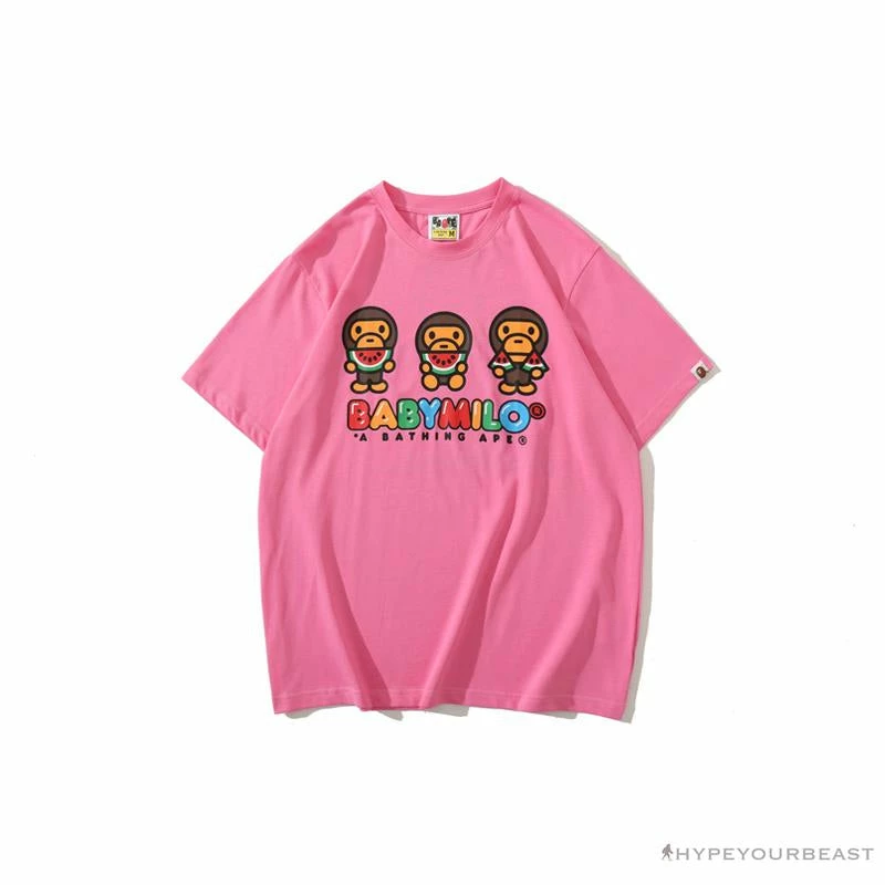 Clothes BAPE Baby Milo Watermelon Little Monkey Tee Shirt ‘PINK’