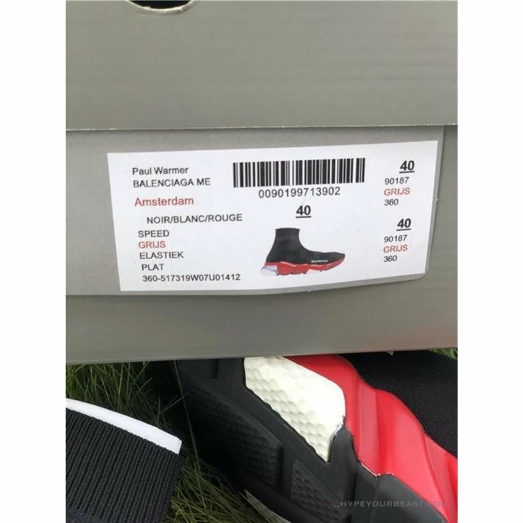 BCG Sock Sneakers Clear Sole Black / Red