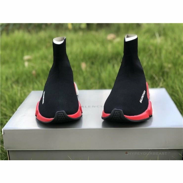 BCG Sock Sneakers Clear Sole Black / Red