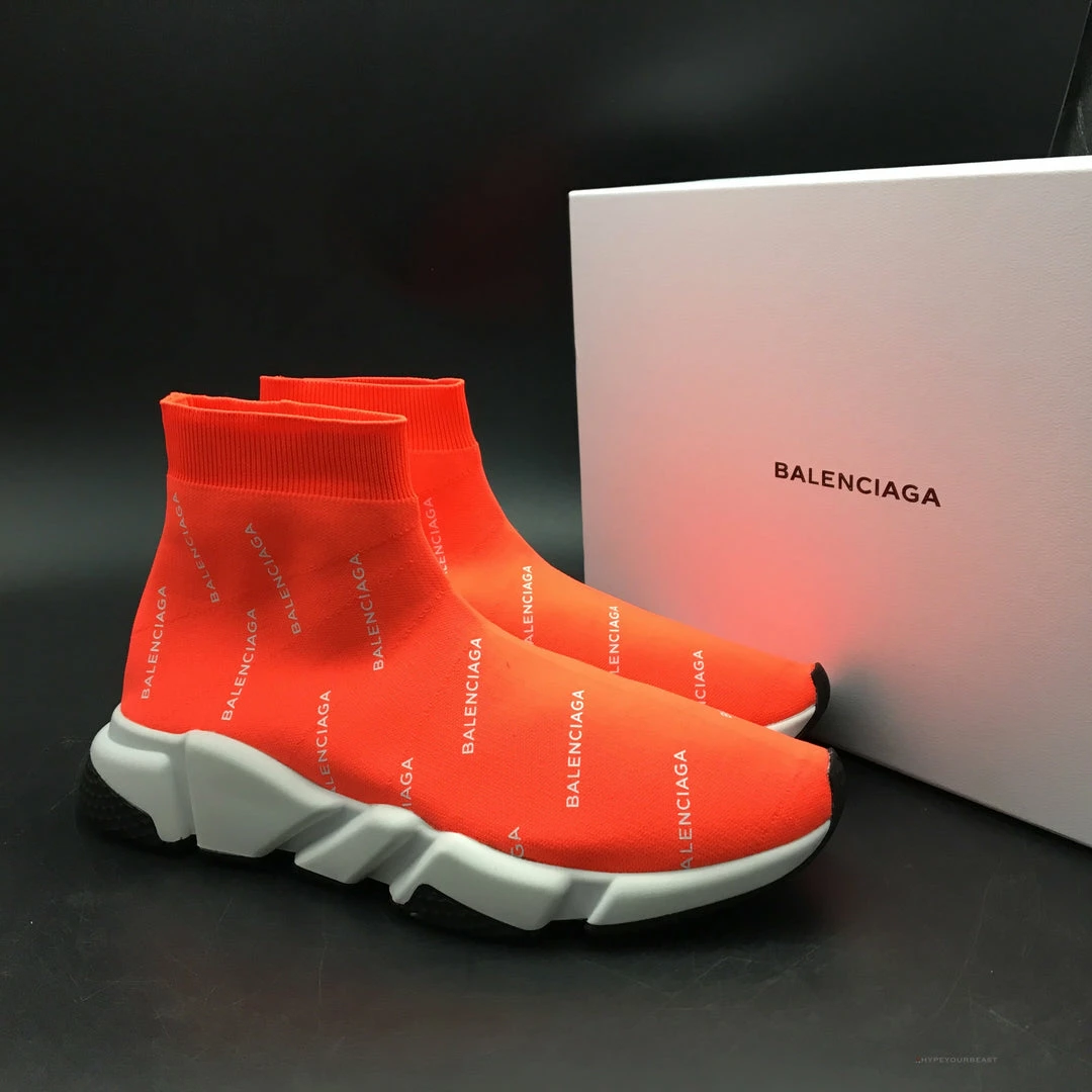 bcg sock sneakers logo print red / white Ba*len*cia*ga