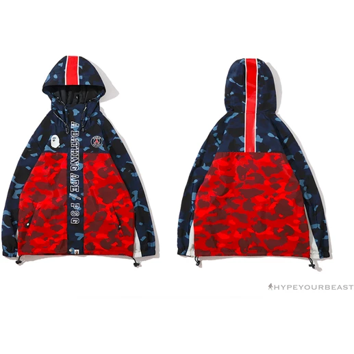 Clothes BAPE X PSG Paris Saint-Germain Camouflage Blue-Red Hoodie